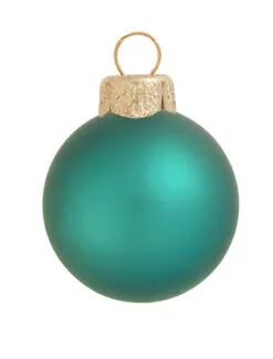 12ct Turquoise Green Matte Glass Christmas Ball Ornaments 2.75" (70mm)