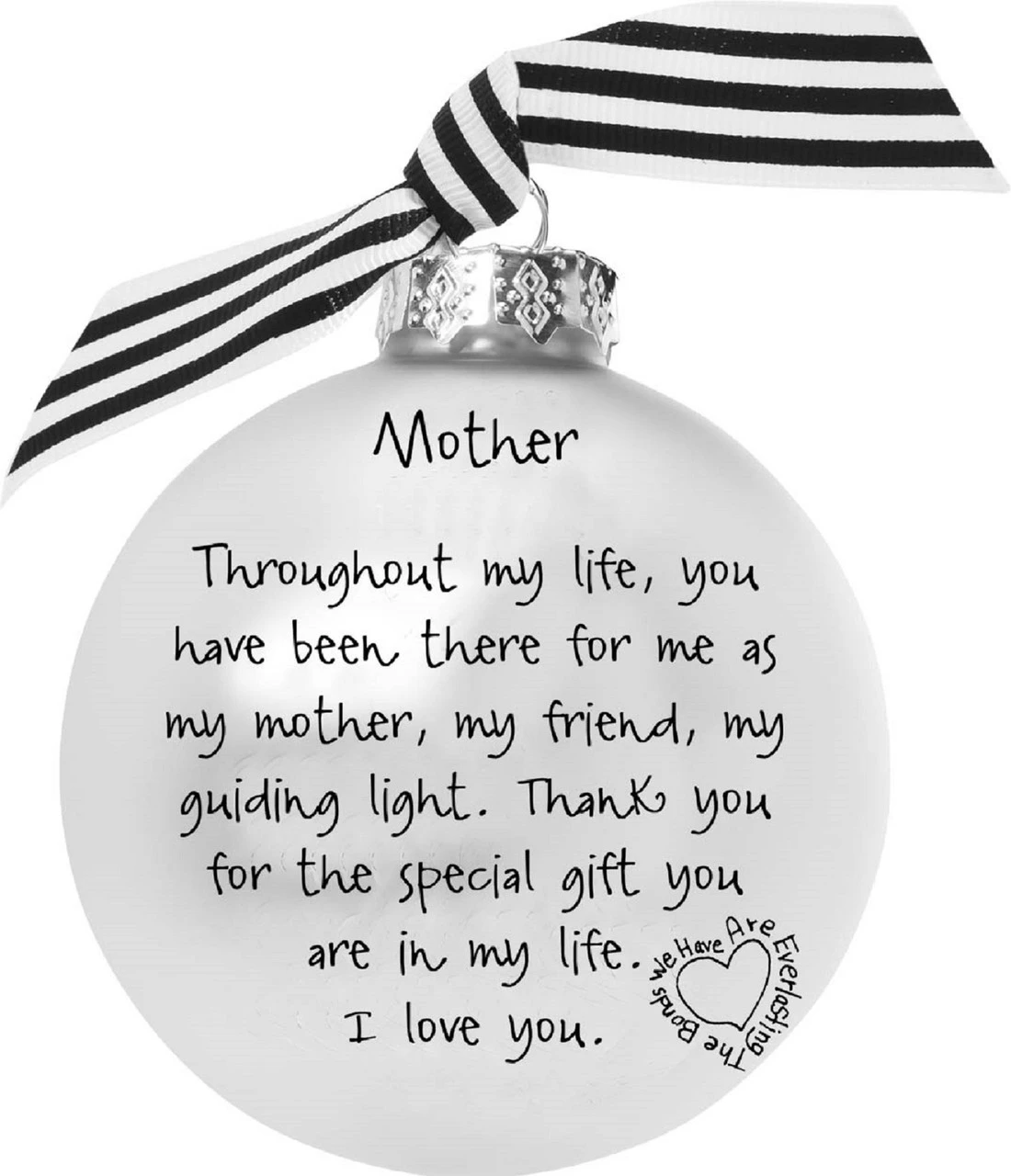 4" Black And White Christmas Ball Ornament With Mother's Love Print 2 4" Black And White Christmas Ball Ornament With Mother's Love Print - Image 2