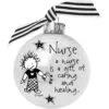 4" Black And White Christmas Ball Ornament With A Nurse Is A Gift Print