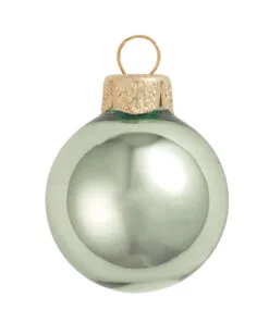 12ct Shale Green And Gold Shiny Glass Christmas Ball Ornaments 2.75" (65mm)