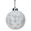 6ct Battery Operated Pre-Lit Silver Glitter Snowflake Christmas Ball Ornaments 4.25" (105mm)