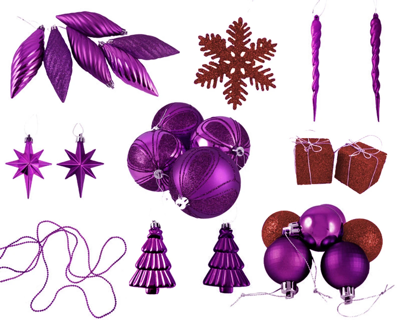 125ct Purple And Red Shatterproof 3-Finish Christmas Ornaments 5.5" (139.7mm) 2 125ct Purple And Red Shatterproof 3-Finish Christmas Ornaments 5.5" (139.7mm) - Image 2