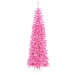10' Pre-Lit Pencil Sparkling Artificial Christmas Tree - Pink Lights