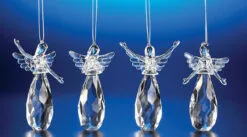 Club Pack Of 24 Clear Icy Assorted Christmas Praising Angel Ornaments 4"