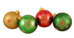 4ct Multi-Color Snowflake Shatterproof 2-Finish Christmas Ball Ornaments 3.25" (80mm)
