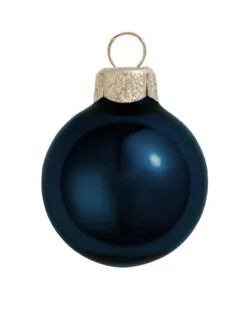 6ct Midnight Blue Glass Shiny Christmas Ball Ornaments 4" (100mm)