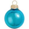 12ct Turquoise Blue And Gold Shiny Glass Christmas Ball Ornaments 2.75" (70mm)