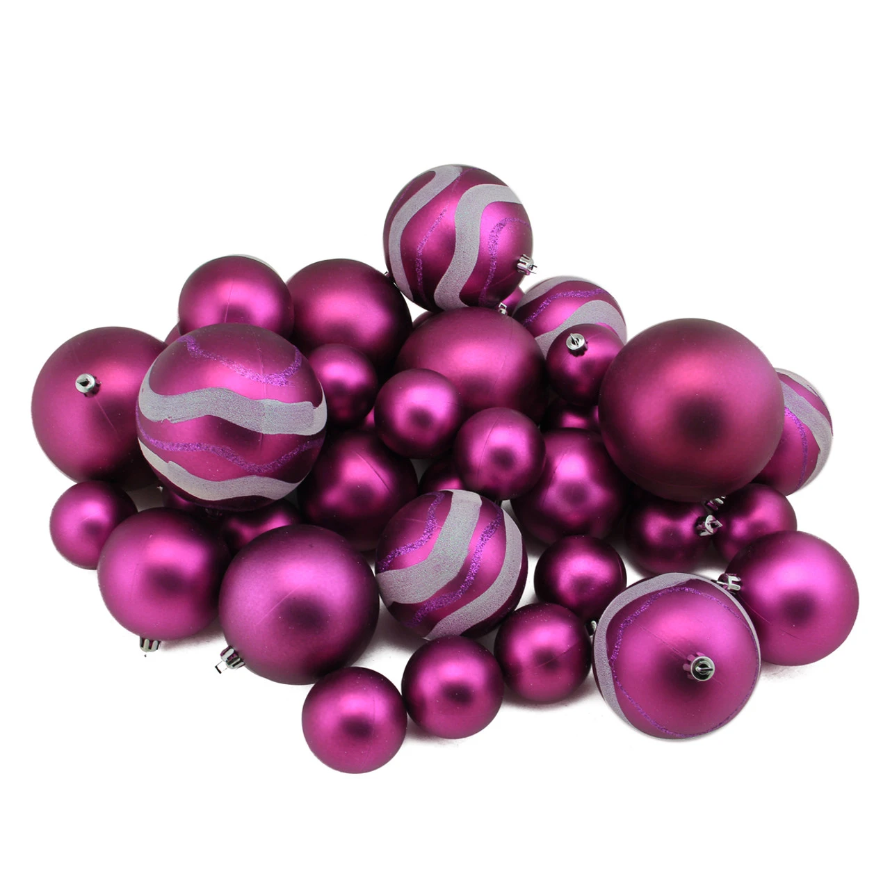 39ct Magenta Pink Shatterproof 2-Finish Christmas Ball Ornaments 4" (100mm) 1 39ct Magenta Pink Shatterproof 2-Finish Christmas Ball Ornaments 4" (100mm)