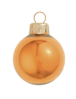 8ct Burnt Orange Pearl Glass Christmas Ball Ornaments 3.25" (82mm)