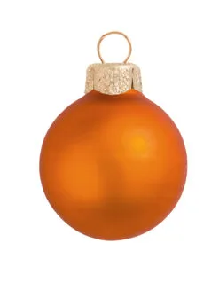 40ct Pumpkin Orange Glass Matte Christmas Ball Ornaments 1.5" (35mm)