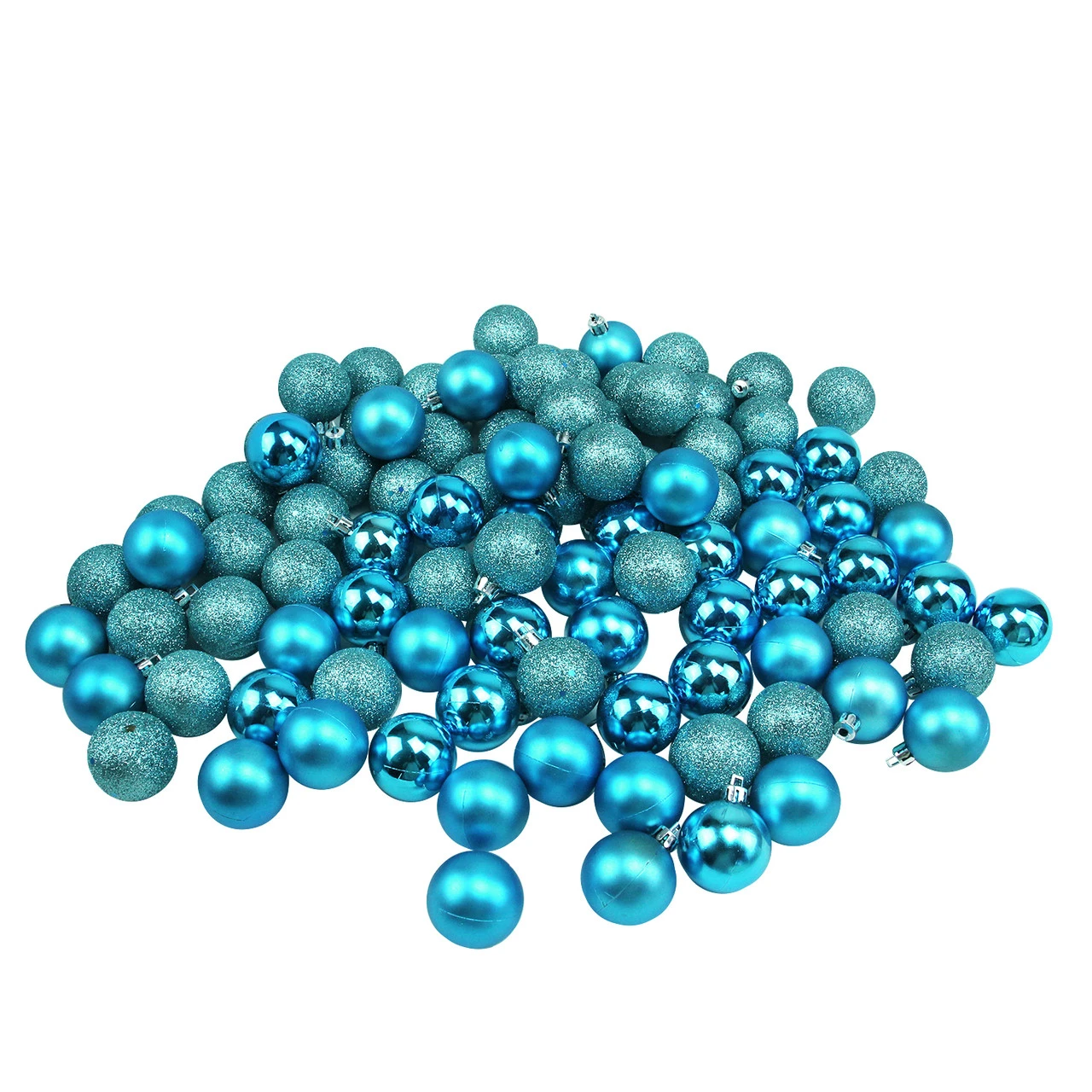 96ct Turquoise Blue Shatterproof 4-Finish Christmas Ball Ornaments 1.5" (40mm) 1 96ct Turquoise Blue Shatterproof 4-Finish Christmas Ball Ornaments 1.5" (40mm)