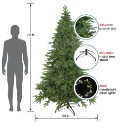 7.5' Pre-Lit Birch River Fir Artificial Christmas Tree, Candlelight Clear Lights -Deals Christmas decorations Store northlight20sm92997 81749.1667535769