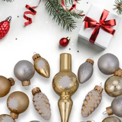 15ct Gold 2-Finish Glass Christmas Tree Topper And Ornament Set 5.5" -Deals Christmas decorations Store northlight20wy27599b 89293.1667577788