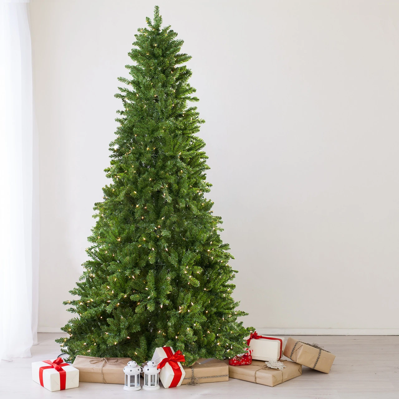 10' Pre-Lit Everett Pine Slim Artificial Christmas Tree, Clear Lights 2 10' Pre-Lit Everett Pine Slim Artificial Christmas Tree, Clear Lights - Image 2