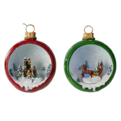 Set Of 2 LED Lighted Winter Scene Christmas Ornament Decorations 5.75"