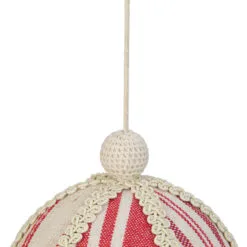 6" White And Red Striped Ball Christmas Ornament With Rope Accent -Deals Christmas decorations Store northlight gb28220 2 48978.1667531243