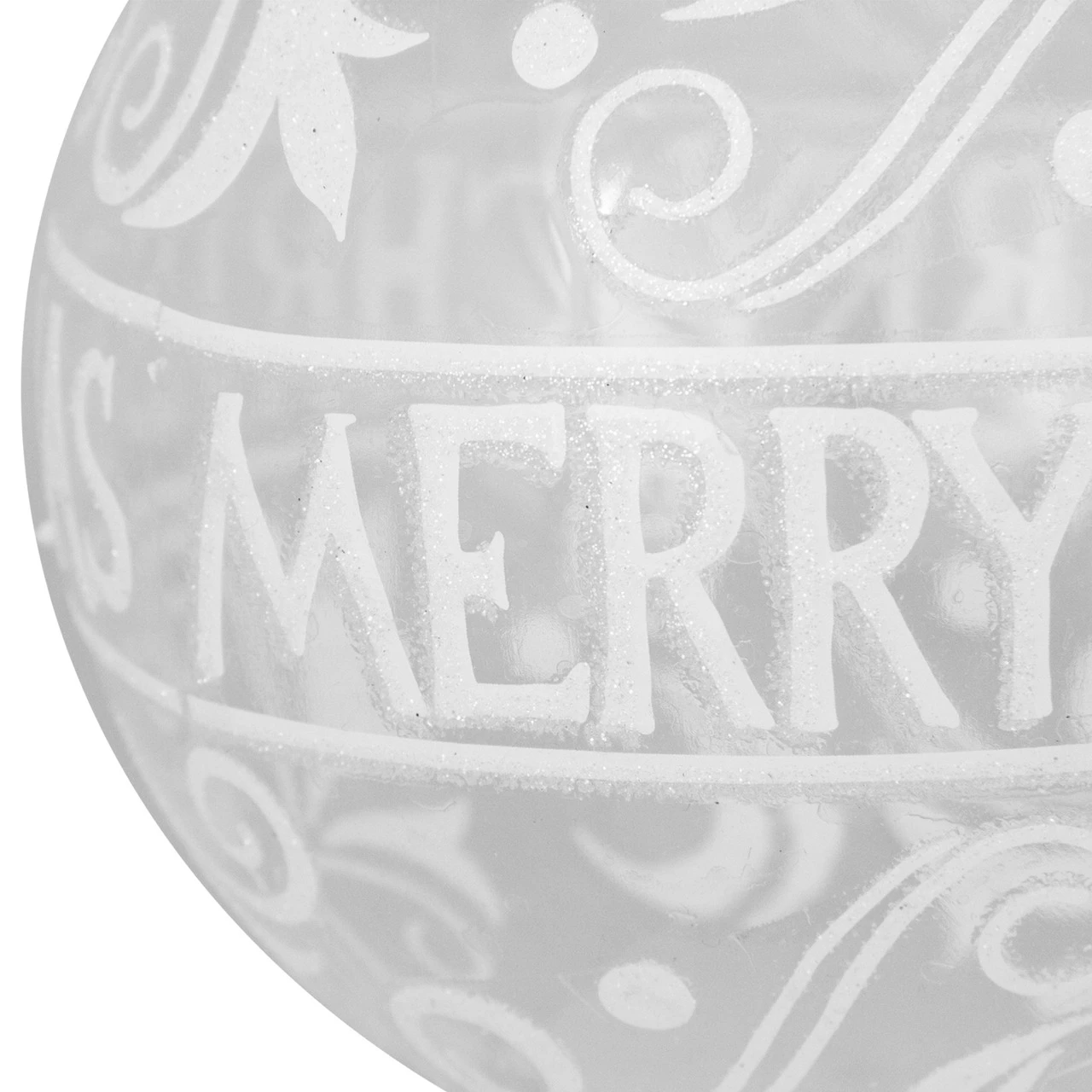 Clear And White "Merry Christmas" Glass Christmas Ball Ornament 4.5" (114mm) 5 Clear And White "Merry Christmas" Glass Christmas Ball Ornament 4.5" (114mm) - Image 5