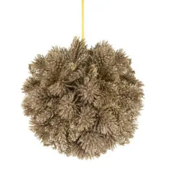 6" Gold Glittered Pine Christmas Ball Ornament