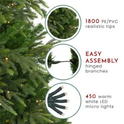 7.5' Pre-Lit Full Roosevelt Fir Artificial Christmas Tree - Warm White LED Lights -Deals Christmas decorations Store northlight hb27077 thumbnail 2 24036.1667491070