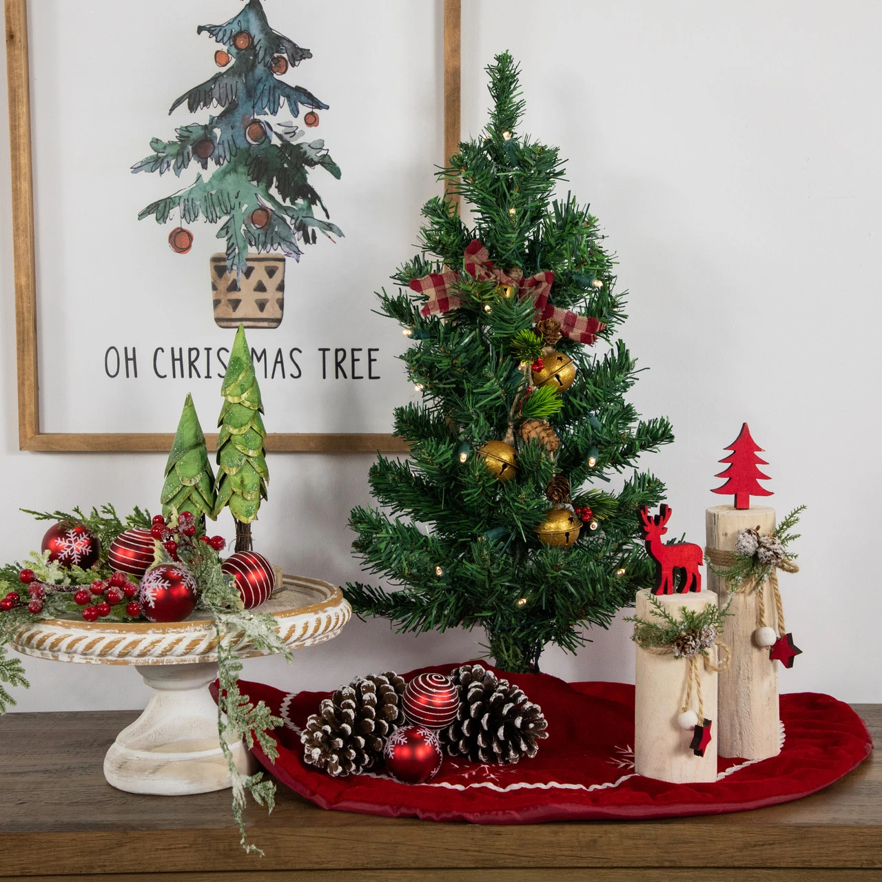 2' Pre-Lit Medium Mixed Classic Pine Artificial Christmas Tree - Warm White LED Lights 2 2' Pre-Lit Medium Mixed Classic Pine Artificial Christmas Tree - Warm White LED Lights - Image 2