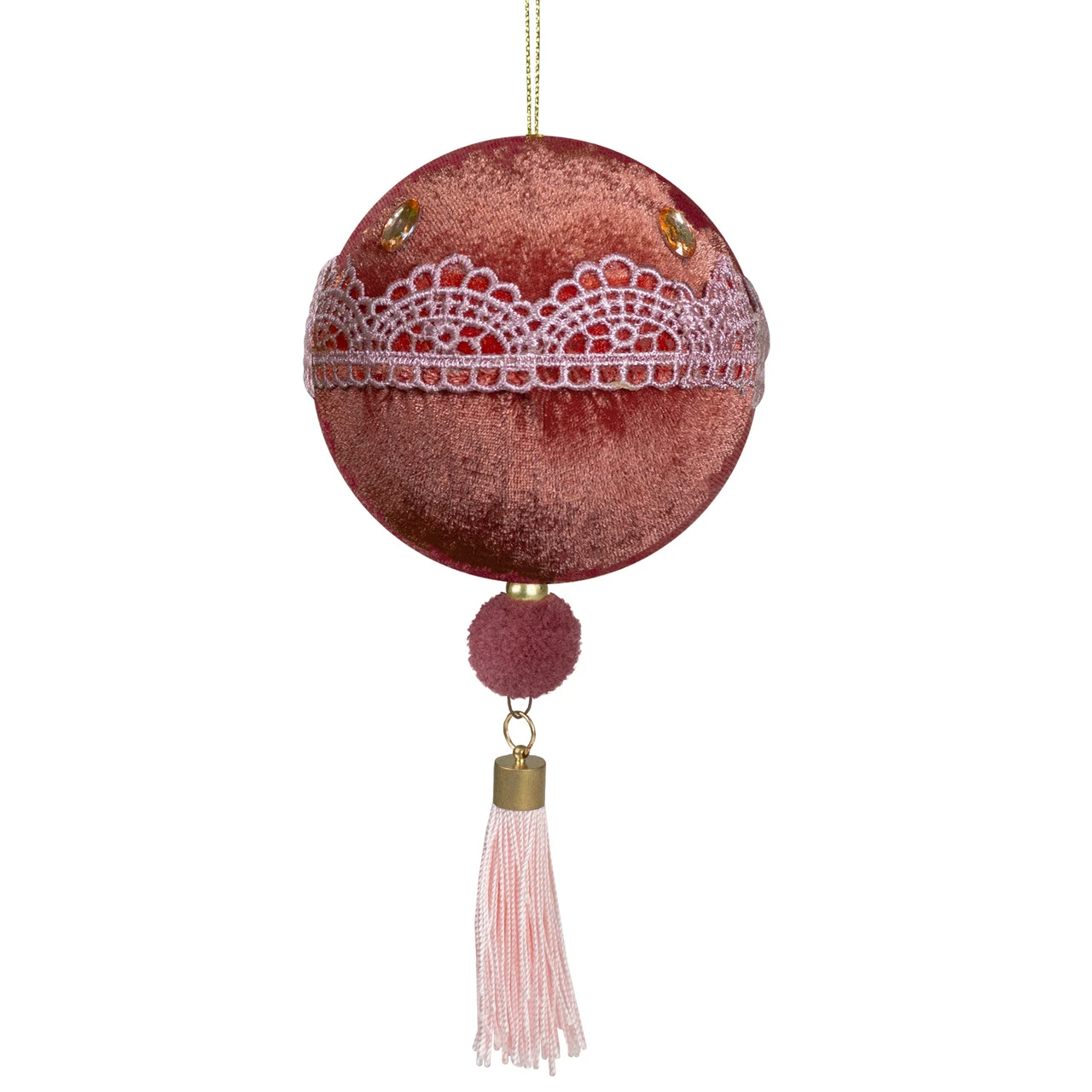 Maroon And Pink Lace Shatterproof Christmas Ball Ornament 4" (100mm) 1 Maroon And Pink Lace Shatterproof Christmas Ball Ornament 4" (100mm)