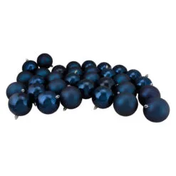 60ct Sapphire Blue Shatterproof 2-Finish Christmas Ball Ornaments 2.5" (63mm)