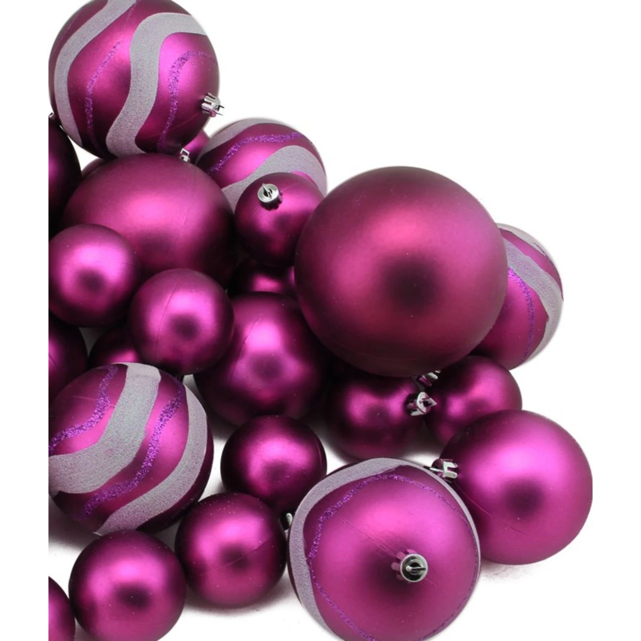 39ct Magenta Pink Shatterproof 2-Finish Christmas Ball Ornaments 4" (100mm) 3 39ct Magenta Pink Shatterproof 2-Finish Christmas Ball Ornaments 4" (100mm) - Image 3