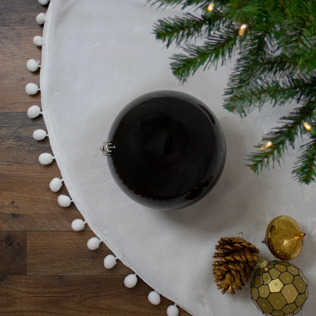 Shiny Jet Black Shatterproof Christmas Ball Ornament 8" (200mm) 2 Shiny Jet Black Shatterproof Christmas Ball Ornament 8" (200mm) - Image 2