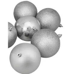 12ct Shatterproof 4-Finish Silver Splendor Christmas Ball Ornaments 4" (100mm) -Deals Christmas decorations Store northlight lj35164 03 91893.1667488433