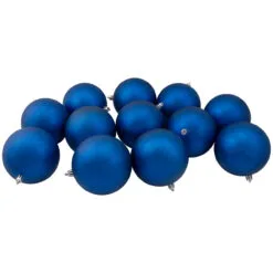 12ct Lavish Blue Shatterproof Matte Christmas Ball Ornaments 4" (100mm)