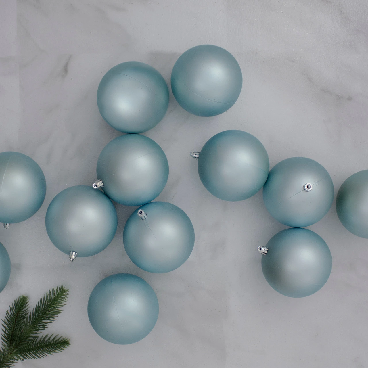 12ct Mermaid Blue Shatterproof Matte Christmas Ball Ornaments 4" (100mm) 2 12ct Mermaid Blue Shatterproof Matte Christmas Ball Ornaments 4" (100mm) - Image 2