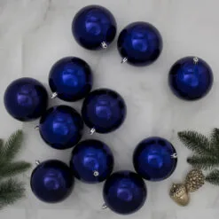 12ct Royal Blue Shiny Shatterproof Christmas Ball Ornaments 4" (101mm) -Deals Christmas decorations Store northlight lj35232 2 79267.1672937752