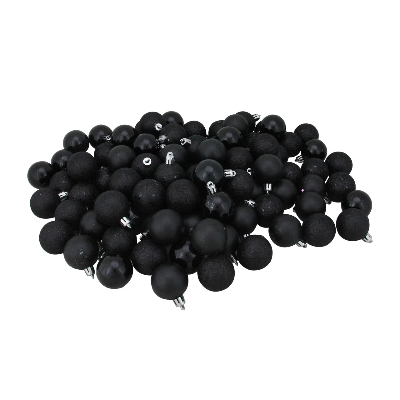 96ct Black Shatterproof 4-Finish Christmas Ball Ornaments 1.5" (40mm) 1 96ct Black Shatterproof 4-Finish Christmas Ball Ornaments 1.5" (40mm)