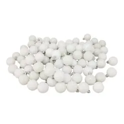 96ct White Shatterproof 4-Finish Christmas Ball Ornaments 1.5" (40mm)