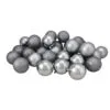 32ct Pewter Gray Shatterproof 4-Finish Christmas Ball Ornaments 3.25" (80mm)