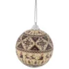 14-Piece Brown Nordic Print Decoupage Christmas Ball Ornament Set, 2.25" (60mm)