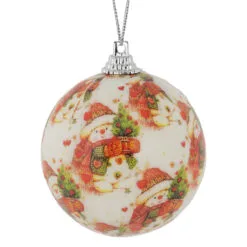 14-Piece Snowman Decoupage Christmas Ball Ornament Set, 2.25" (60mm)