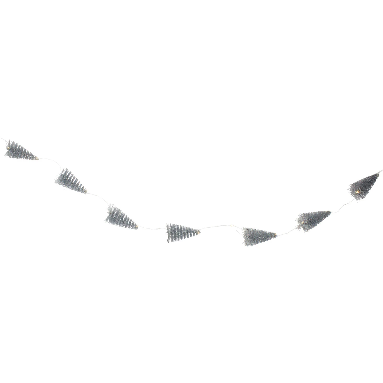 6.75' LED Lighted B/O Silver Mini Sisal Tree Christmas Garland - Warm White Lights 3 6.75' LED Lighted B/O Silver Mini Sisal Tree Christmas Garland - Warm White Lights - Image 3