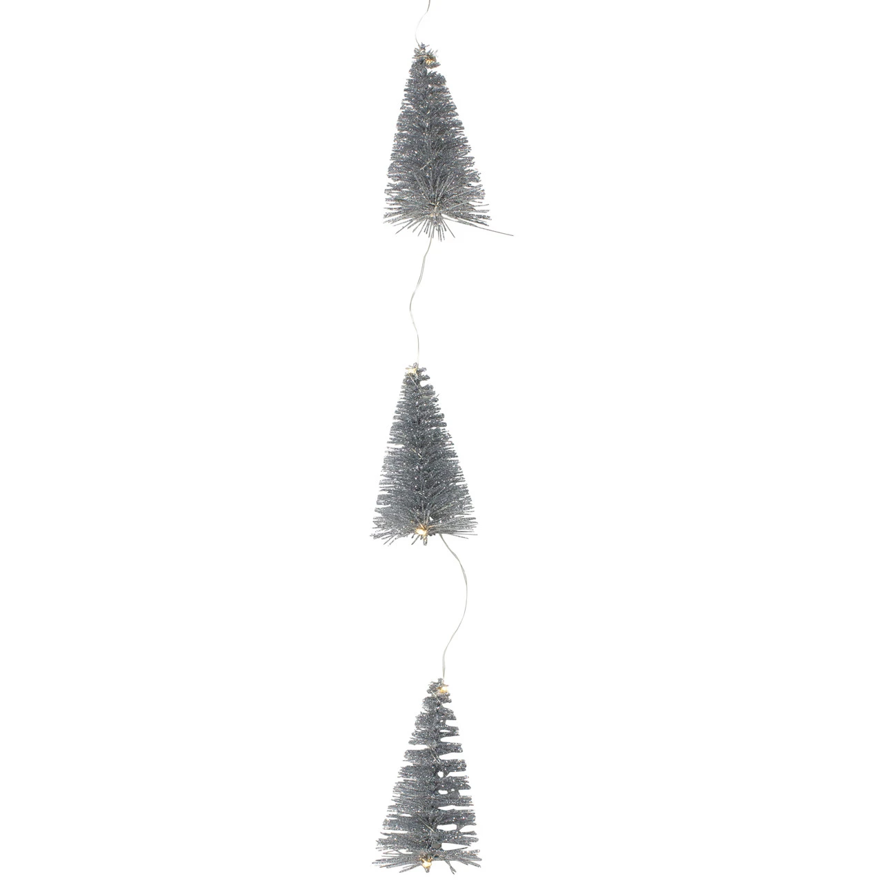6.75' LED Lighted B/O Silver Mini Sisal Tree Christmas Garland - Warm White Lights 1 6.75' LED Lighted B/O Silver Mini Sisal Tree Christmas Garland - Warm White Lights