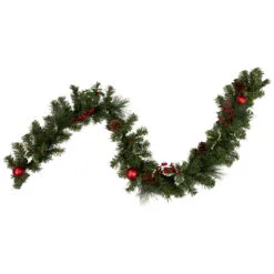 6' X 8" Pre-Decorated Holly Berry, Pine Cone, And Ball Artificial Christmas Garland, Unlit