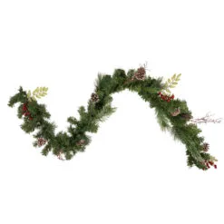 6' X 9" Pre-Decorated Frosted Pinecone And Berry Artificial Christmas Garland, Unlit
