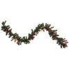 6'x 8" Pre-Lit Decorated Burgundy And Gold Pine Artificial Christmas Garland, Cool White LED Lights