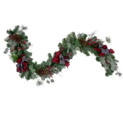 6' X 12" Dual Plaid And Berries Artificial Christmas Garland - Unlit