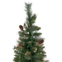 7' Pre-Lit Yorkshire Pine Pencil Artificial Christmas Tree, Clear Lights -Deals Christmas decorations Store northlight sm92923 2 23546.1667530203