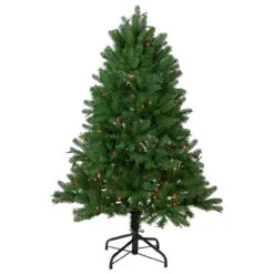 4' Pre-Lit Full Sierra Noble Fir Artificial Christmas Tree, Multi Lights