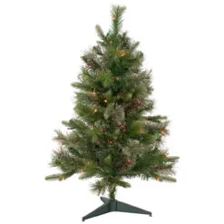 3' Pre-Lit Kingston Cashmere Pine Full Artificial Christmas Tree, Multi Lights