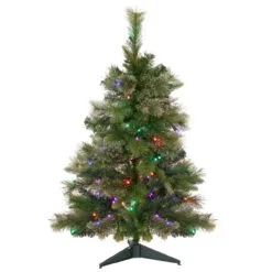 3' Pre-Lit Kingston Cashmere Pine Full Artificial Christmas Tree, Multi LED Lights