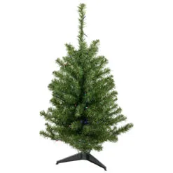 3' Pre-Lit LED Medium Canadian Pine Artificial Christmas Tree - Multicolor Lights