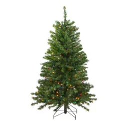 4' Pre-Lit Full Canadian Pine Artificial Christmas Tree, Multicolor Lights