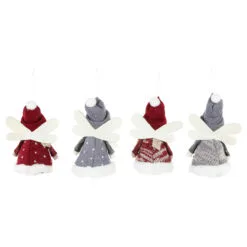 Set Of 4 Red And Gray Plush Angel Christmas Ornaments 4.25" -Deals Christmas decorations Store northlight wu94296 4 61462.1681148285